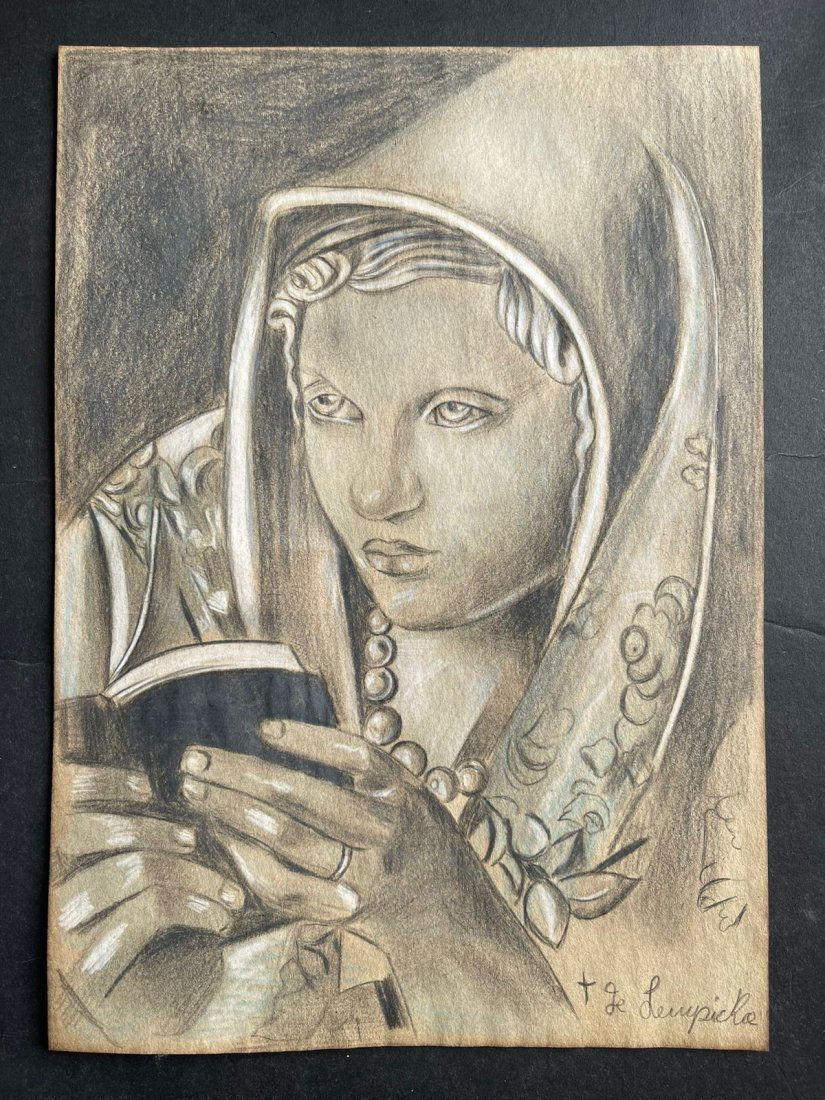 Tamara de Lempicka drawing on paper (In the style of): In the style of Tamara de Lempicka drawing on paper--------------Measures: 12" x 8" Inches aprox-------------------------------------Tamara de Lempicka was a polish painter who became an integral part