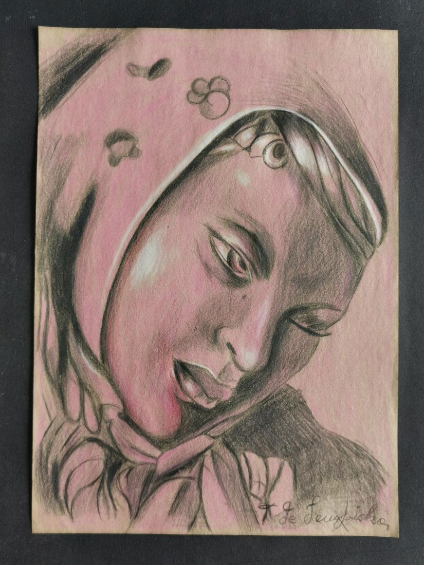 Tamara de Lempicka drawing on paper -In the style of: In the style of Tamara de Lempicka drawing on paper--------------Measures: 12" x 8" Inches aprox-------------------------------------Tamara de Lempicka was a polish painter who became an integral part