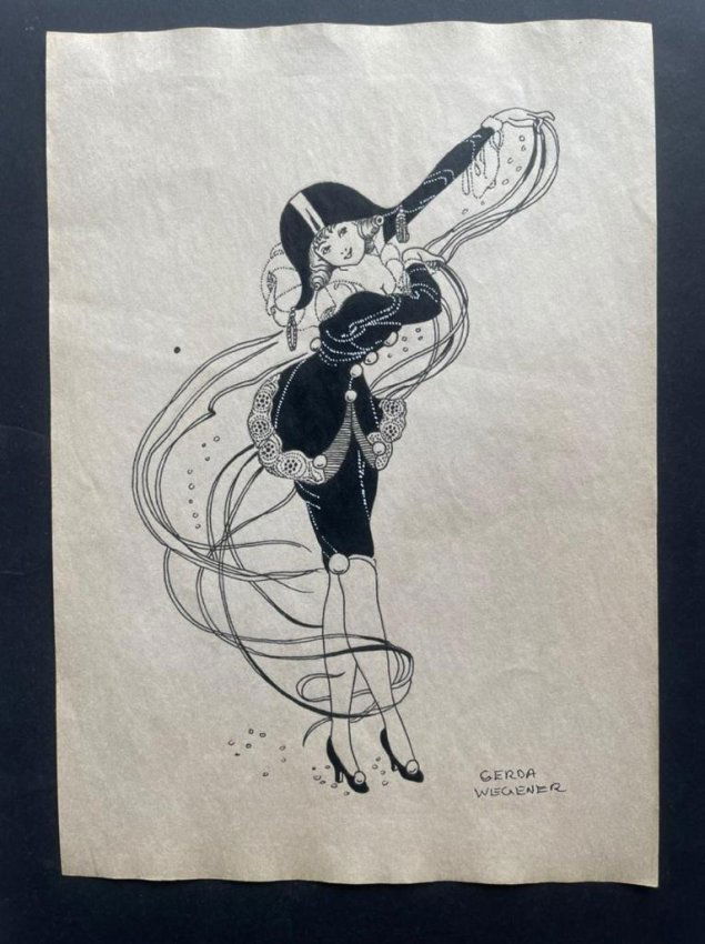 Gerda Wegener drawing on paper - In the style of: In the style of Gerda Wegener Drawing on paper----------------Measures: 12" x 8" Inches aprox-------------------------------------Gerda Wegener grew up in Hobro and moved to Copenhagen as a teenager t