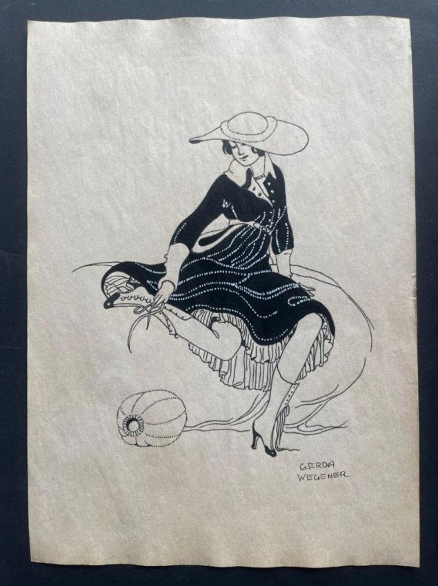 Gerda Wegener drawing on paper - In the style of: In the style of Gerda Wegener Drawing on paper----------------Measures: 12" x 8" Inches aprox-------------------------------------Gerda Wegener grew up in Hobro and moved to Copenhagen as a teenager t