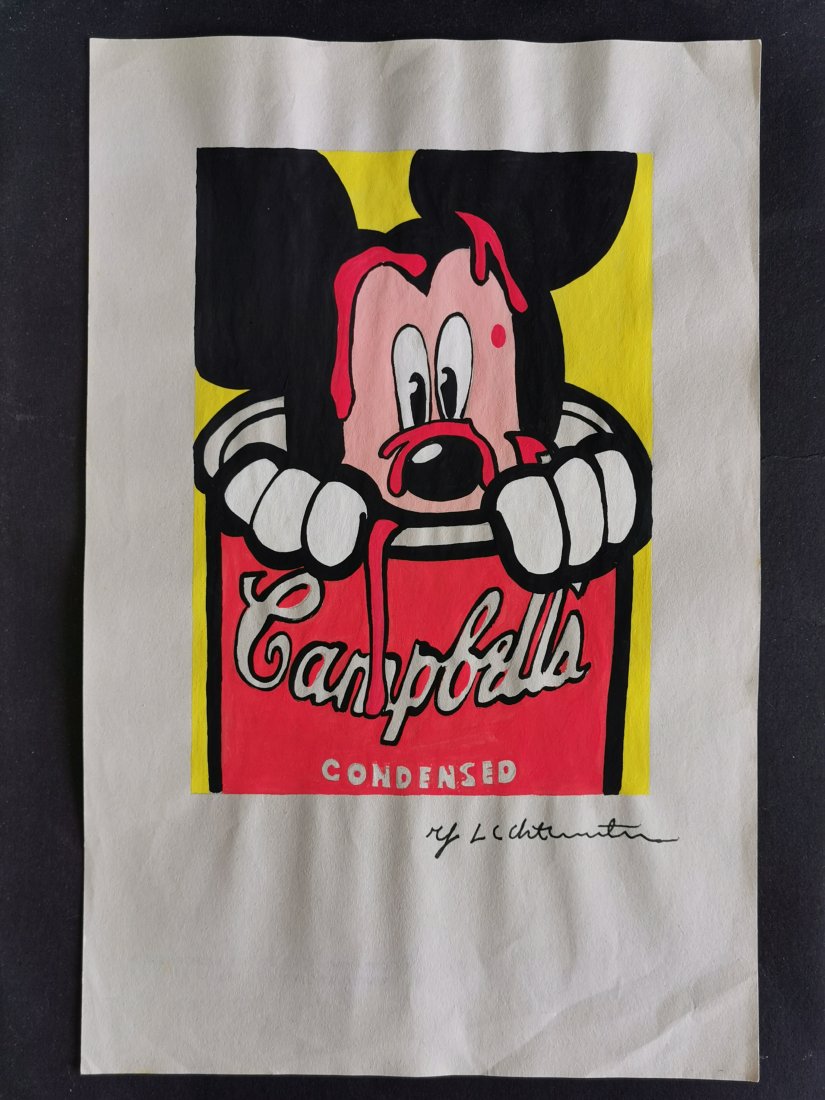 Roy Lichtenstein drawing on paper -In the style of: In the Style of Roy Lichtenstein Mixed Media on paper. Roy Lichtenstein was an American pop artist best known for his boldly-colored parodies of comic strips and advertisements.In the 1960s, he became