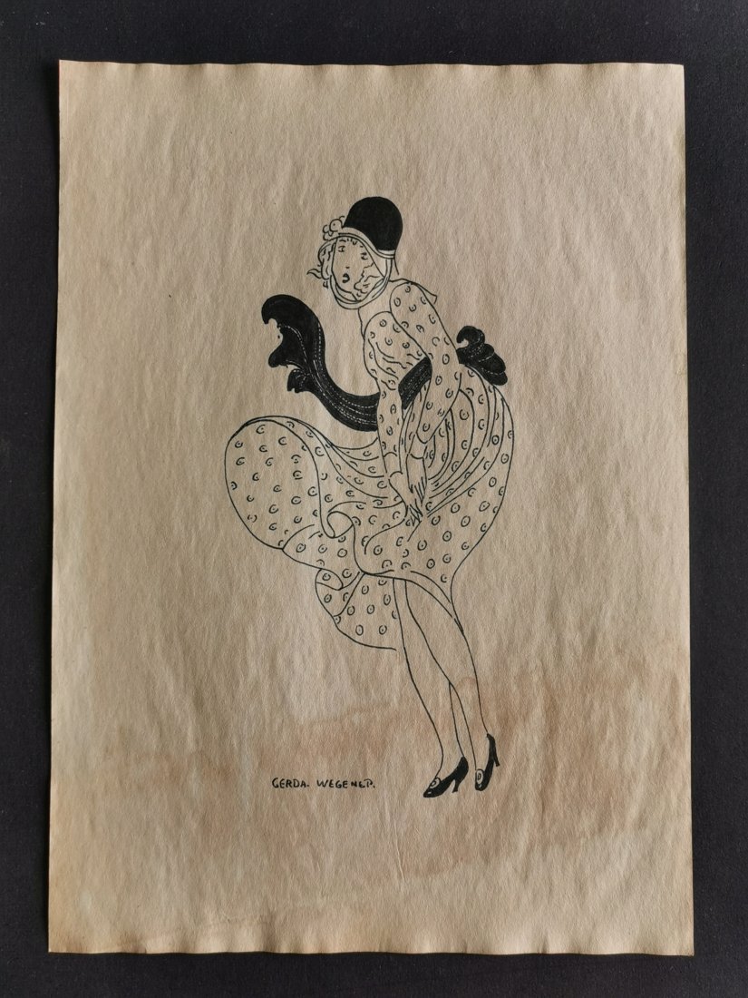 Gerda Wegener drawing on paper - In the style of: In the style of Gerda Wegener Drawing on paper----------------Measures: 12" x 8" Inches aprox-------------------------------------Gerda Wegener grew up in Hobro and moved to Copenhagen as a teenager t