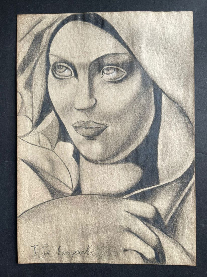 Tamara de Lempicka drawing on paper -In the style of: In the style of Tamara de Lempicka drawing on paper--------------Measures: 12" x 8" Inches aprox-------------------------------------Tamara de Lempicka was a polish painter who became an integral part