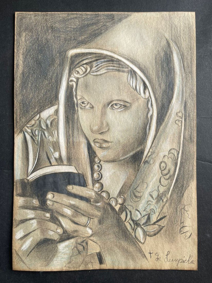 Tamara de Lempicka drawing on paper -In the style of: In the style of Tamara de Lempicka drawing on paper--------------Measures: 12" x 8" Inches aprox-------------------------------------Tamara de Lempicka was a polish painter who became an integral part
