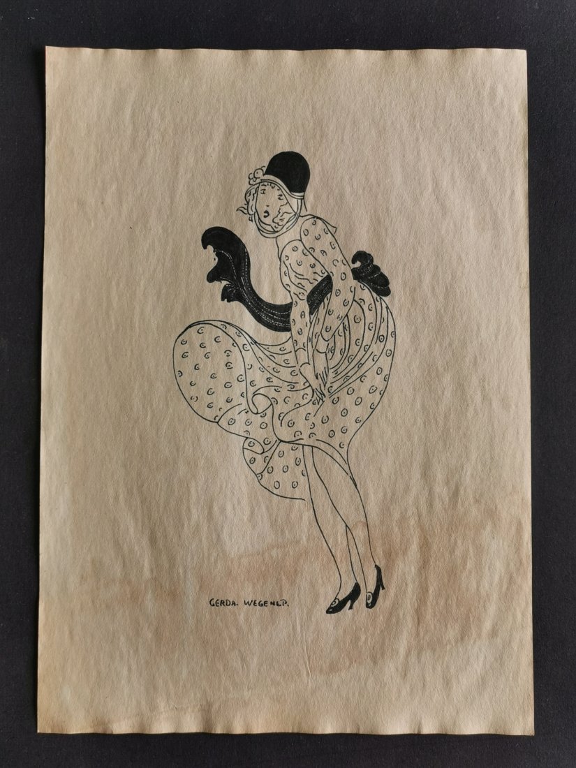 Gerda Wegener drawing on paper - In the style of: In the style of Gerda Wegener Drawing on paper----------------Measures: 12" x 8" Inches aprox-------------------------------------Gerda Wegener grew up in Hobro and moved to Copenhagen as a teenager t