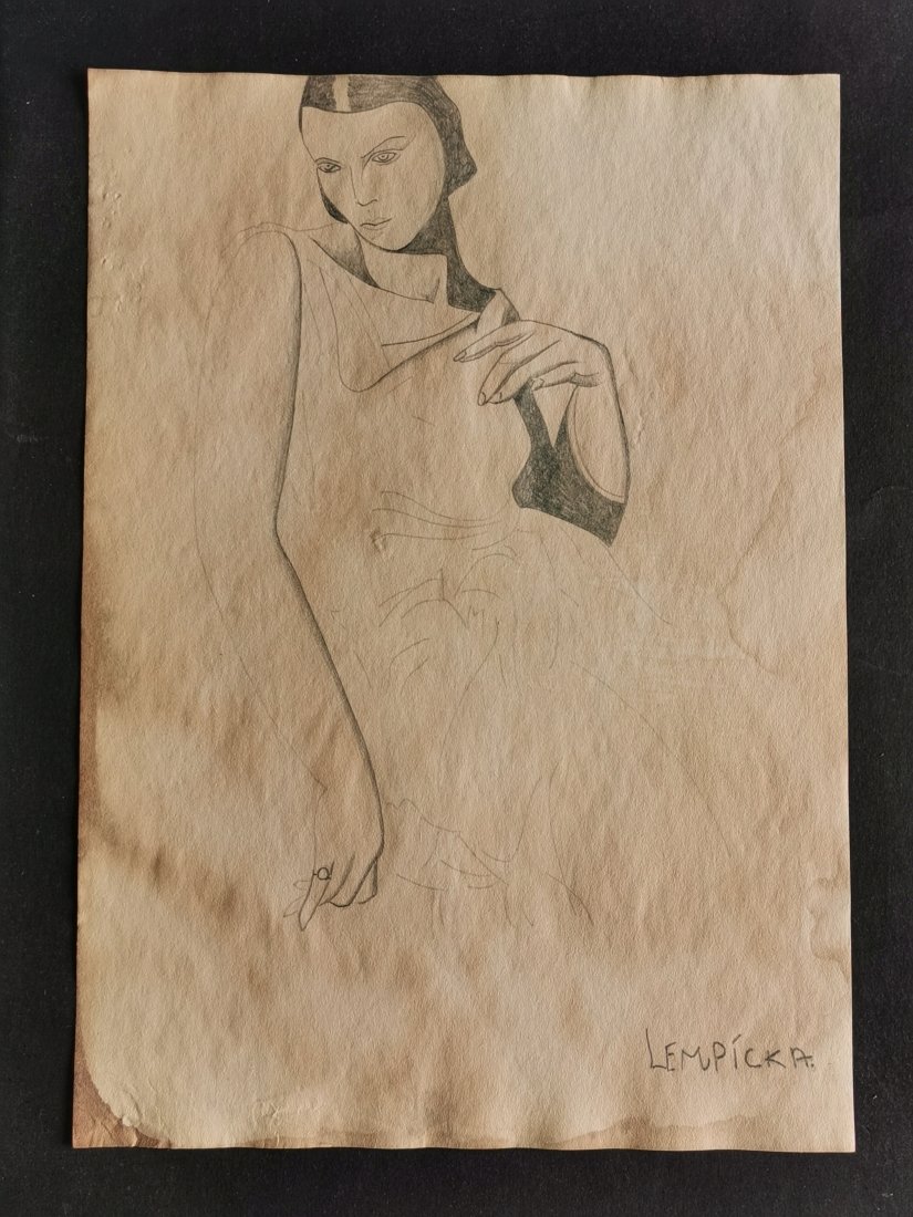 Tamara de Lempicka drawing on paper -In the style of: In the style of Tamara de Lempicka drawing on paper--------------Measures: 12" x 8" Inches aprox-------------------------------------Tamara de Lempicka was a polish painter who became an integral part