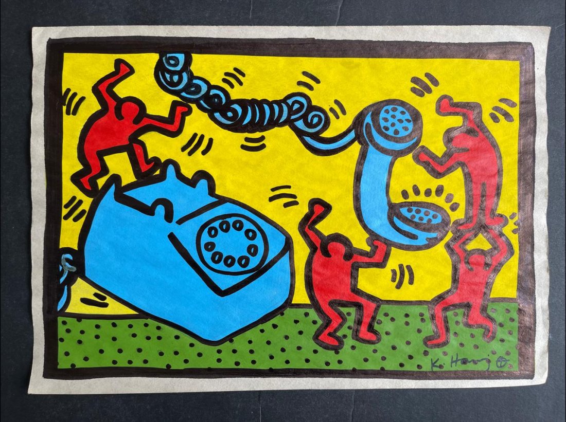 Keith haring drawing on paper - In the Style of: In the Style of Keith Haring drawing on paper.---------------------- Measures: 12" x 8" Inches aprox-----------------------------------Keith Allen Haring was an American artist whose pop art and graff