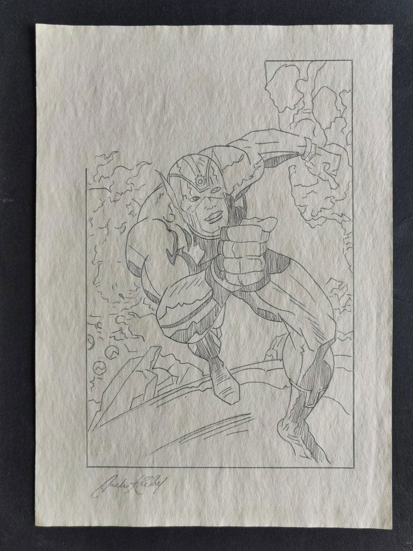 Jack Kirby drawing on paper -In the style of: In the Style of Jack Kirby Drawing on paper-------------------Measures: 12" x 8" Inches aprox---------------------------------- Jack Kirby was an American comic book artist, writer and editor, widely