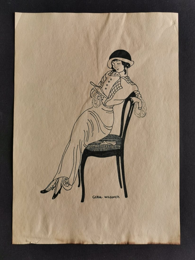 Gerda Wegener drawing on paper - In the style of: In the style of Gerda Wegener Drawing on paper----------------Measures: 12" x 8" Inches aprox-------------------------------------Gerda Wegener grew up in Hobro and moved to Copenhagen as a teenager t