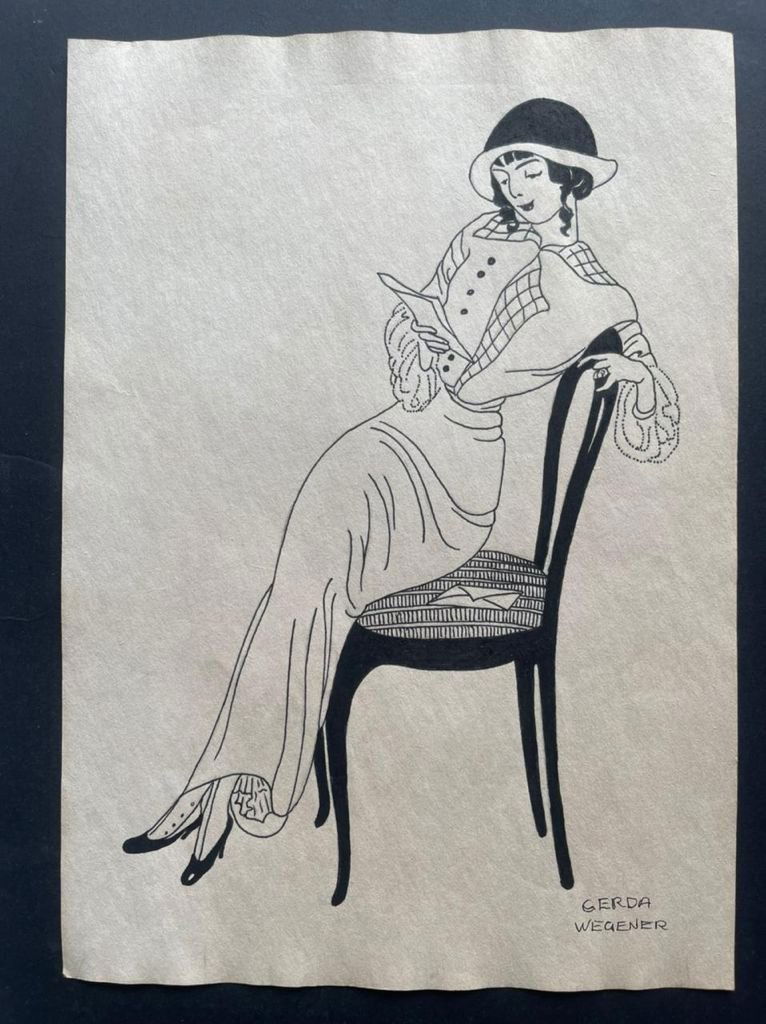 Gerda Wegener drawing on paper - In the style of: In the style of Gerda Wegener Drawing on paper----------------Measures: 12" x 8" Inches aprox-------------------------------------Gerda Wegener grew up in Hobro and moved to Copenhagen as a teenager t