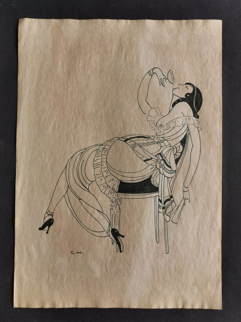 Gerda Wegener drawing on paper - In the style of: In the style of Gerda Wegener Drawing on paper----------------Measures: 12" x 8" Inches aprox-------------------------------------Gerda Wegener grew up in Hobro and moved to Copenhagen as a teenager t