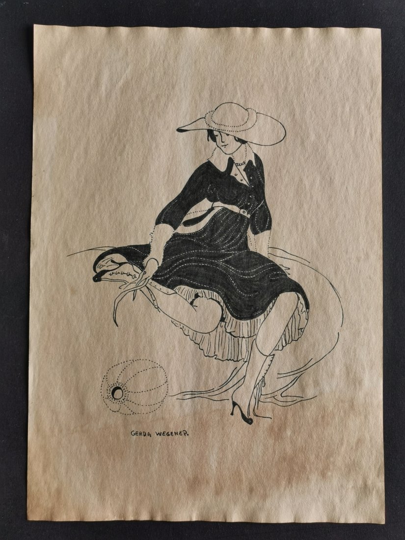 Gerda Wegener drawing on paper - In the style of: In the style of Gerda Wegener Drawing on paper----------------Measures: 12" x 8" Inches aprox-------------------------------------Gerda Wegener grew up in Hobro and moved to Copenhagen as a teenager t