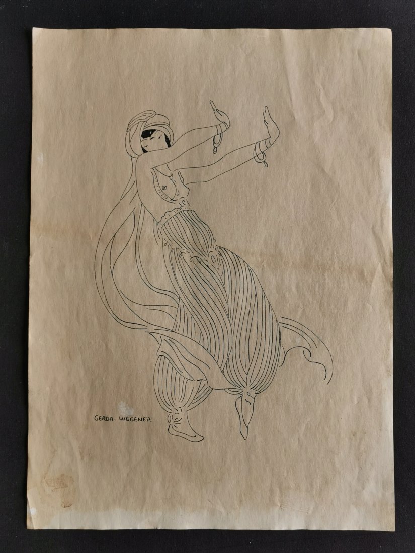 Gerda Wegener drawing on paper - In the style of: In the style of Gerda Wegener Drawing on paper----------------Measures: 12" x 8" Inches aprox-------------------------------------Gerda Wegener grew up in Hobro and moved to Copenhagen as a teenager t