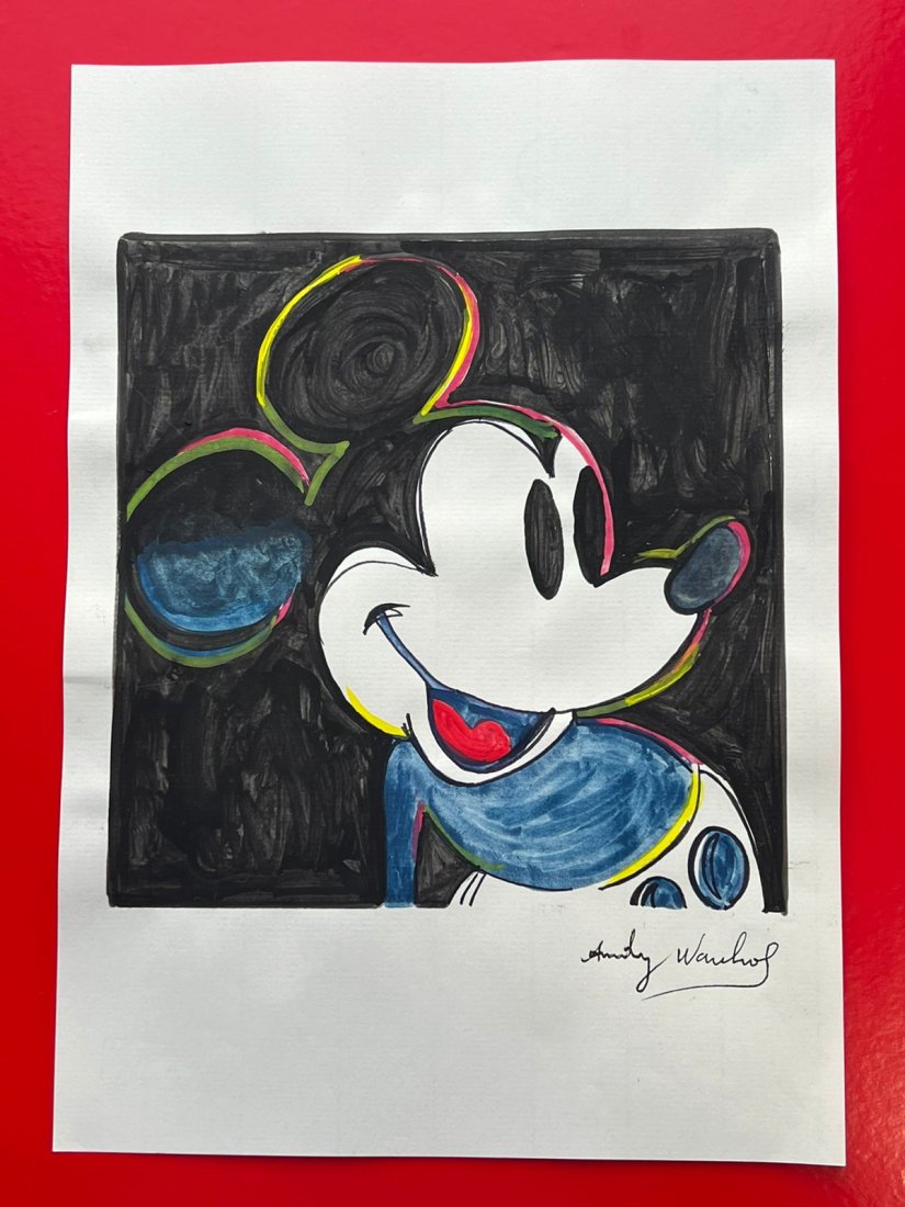 Andy Warhol drawing on paper - In the style of: In the style of Andy Warhol Drawing on paper mixed media.-------- Andy Warhol was one of the most prolific and popular artists of his time, using both avant-garde and highly commercial sensibilities. 