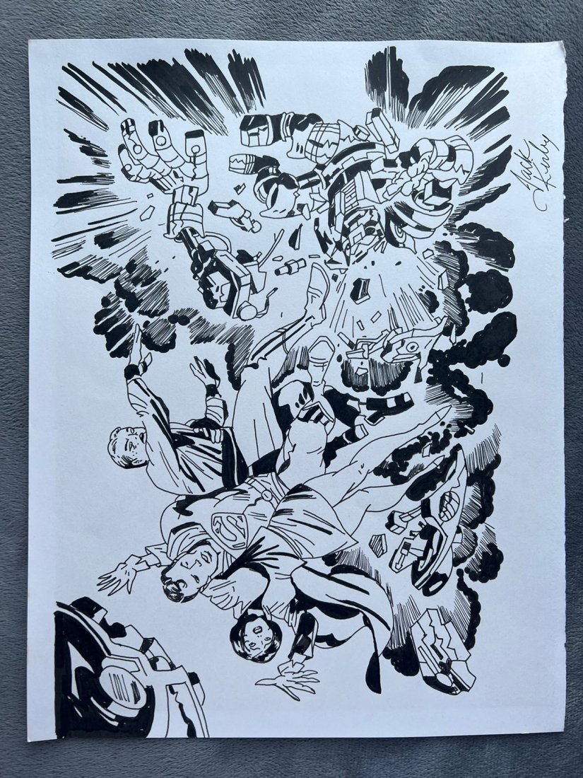 Jack Kirby drawing on paper - In the style of: In the Style of Jack Kirby Drawing on paper-------------------Measures: 12" x 8" Inches aprox---------------------------------- Jack Kirby was an American comic book artist, writer and editor, widely
