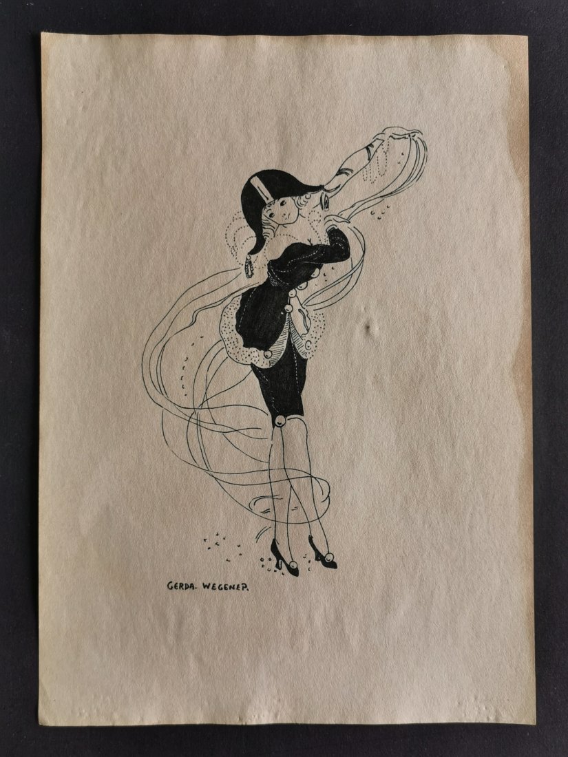 Gerda Wegener drawing on paper - In the style of: In the style of Gerda Wegener Drawing on paper----------------Measures: 12" x 8" Inches aprox-------------------------------------Gerda Wegener grew up in Hobro and moved to Copenhagen as a teenager t