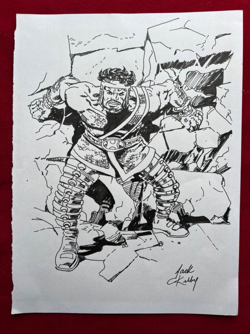 Jack Kirby drawing on paper - In the style of: In the Style of Jack Kirby Drawing on paper-------------------Measures: 12" x 8" Inches aprox---------------------------------- Jack Kirby was an American comic book artist, writer and editor, widely