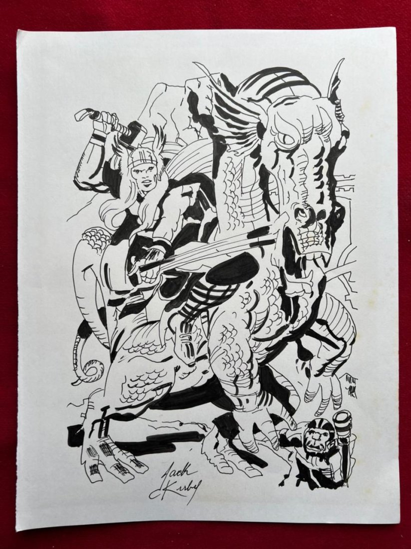 Jack Kirby drawing on paper - In the style of: In the Style of Jack Kirby Drawing on paper-------------------Measures: 12" x 8" Inches aprox---------------------------------- Jack Kirby was an American comic book artist, writer and editor, widely