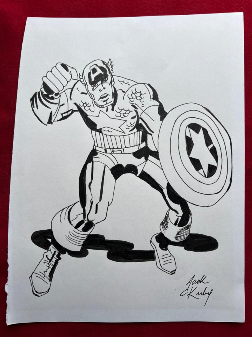 Jack Kirby drawing on paper - In the style of: In the Style of Jack Kirby Drawing on paper-------------------Measures: 12" x 8" Inches aprox---------------------------------- Jack Kirby was an American comic book artist, writer and editor, widely