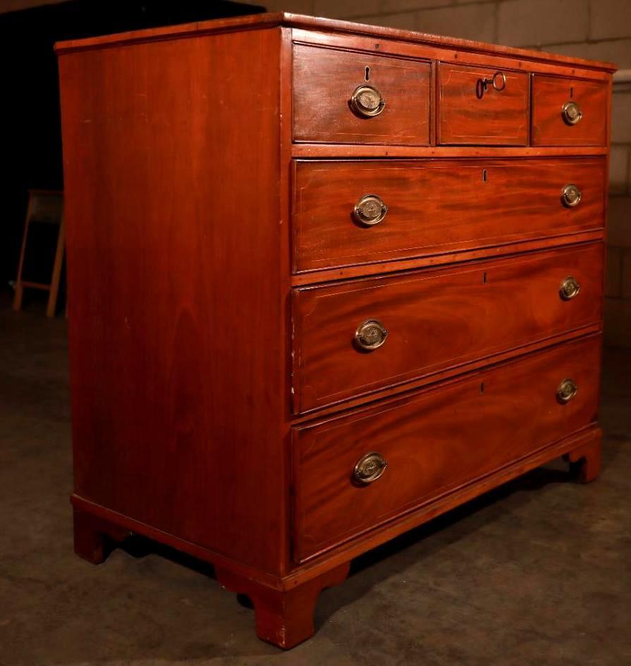 Chippendale/Queen Ann Mahogany Pineapple Locking: This exquisite Chippendale Style Mahogany with pineapple embezzled handles features 6 locking drawers (3 long 3 short). There will be overall light scratches and marks from use, appropriate for age. T