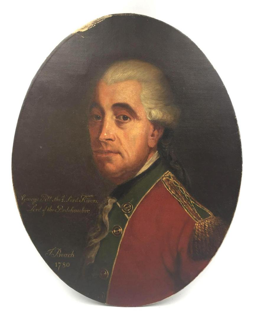 Thomas Beach Original 1721-1803 "Lord of the: Thomas Beach (British, 1738-1806), oil on canvas, Portrait of George Pitt (1721-1803), 1st Baron Rivers and Lord of the Bedchamber, 1780. Beach was a popular English portrait painter of the time who s