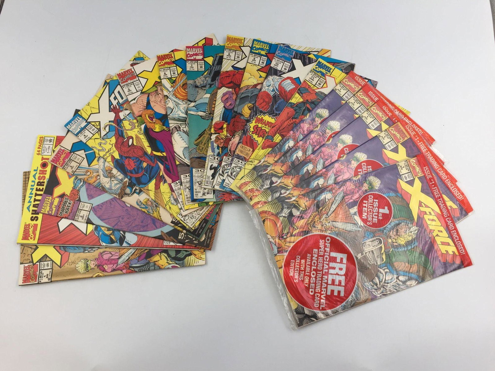 X-Force #1-11, Annuals, Collectors: X-Force #1 1992 Marvel Comics 4 of a series Cover Info: Annual - Shattershot X-Force #1 Aug-91 Marvel Comics Cover Info: Special Edition Second Printing X-Force #1 Aug-91 Marvel Comics Cover Info: Col