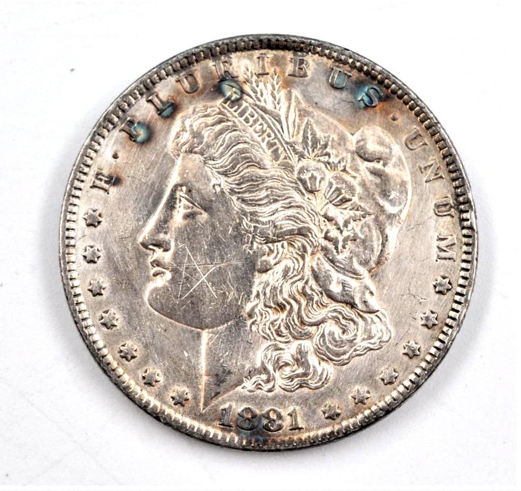 1881 Morgan Silver Dollar, Rainbow Toning (1 of 2)