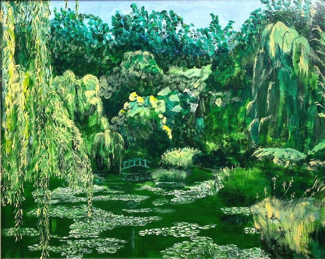 Unknown, Untitled Green Landscape of Trees & Pond (1 of 5)