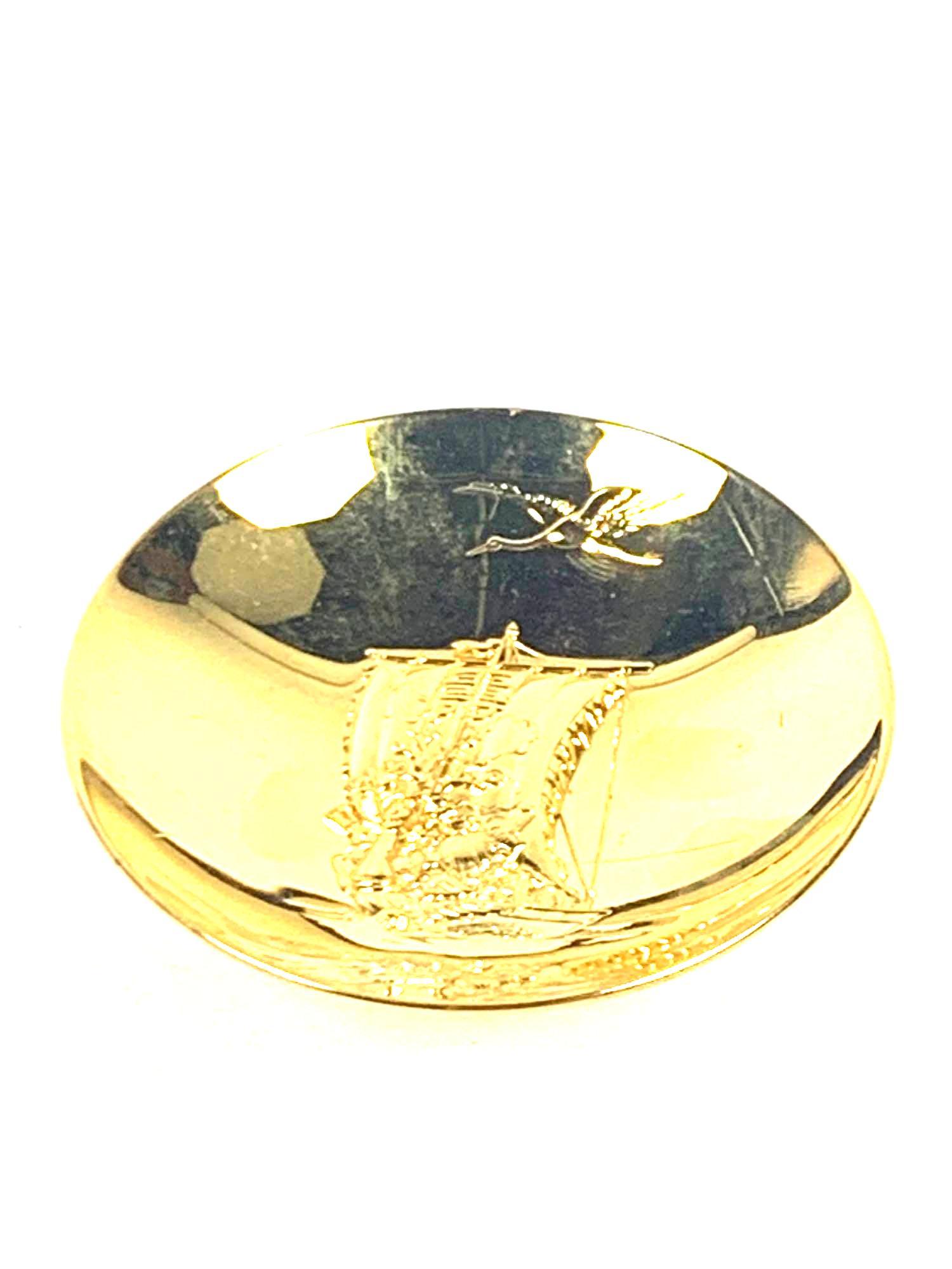 24 K Gold Decorative Small Bowl with Ship (1 of 3)