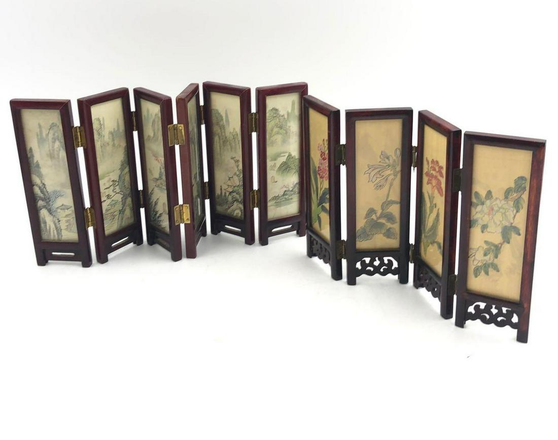Chinese Hand Painted Miniature Folding Screens (1 of 5)