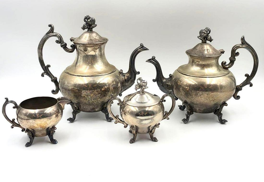 4 Piece Antique Silver Plate Tea Set (1 of 20)