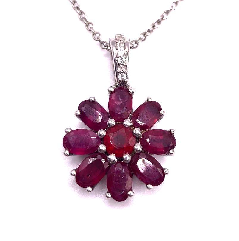 Sterling Silver Ruby and Zircon Necklace (1 of 11)