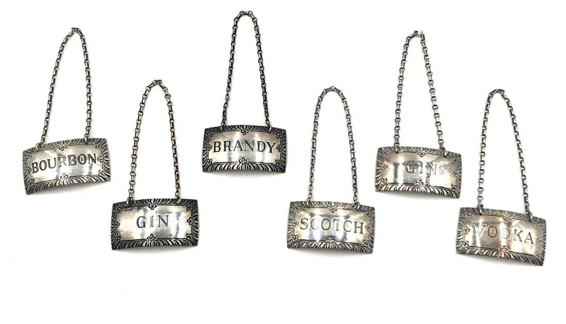 6 Stieff Sterling Silver Decanter Labels (1 of 6)