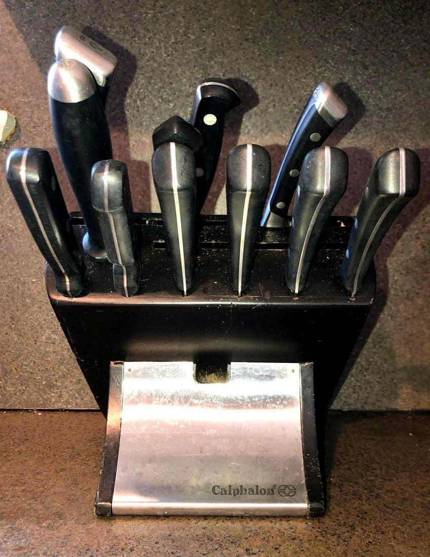 Calphalon Cooking Knives: Lot includes a knife block of Calphalon kitchen knives. ** Notice: This lot is located, in Hampton, Virginia. It requires pickup, in Hampton - only on June 13th and 14th, between 10-4pm. Shipping is a
