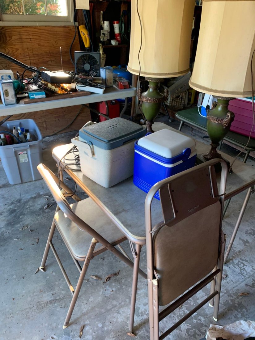 Card Table: Card table, two chairs, and ice chests ** Notice: This lot is located, in Hampton, Virginia. It requires pickup, in Hampton - only on June 13th and 14th, between 10-4pm. Shipping is also available on 