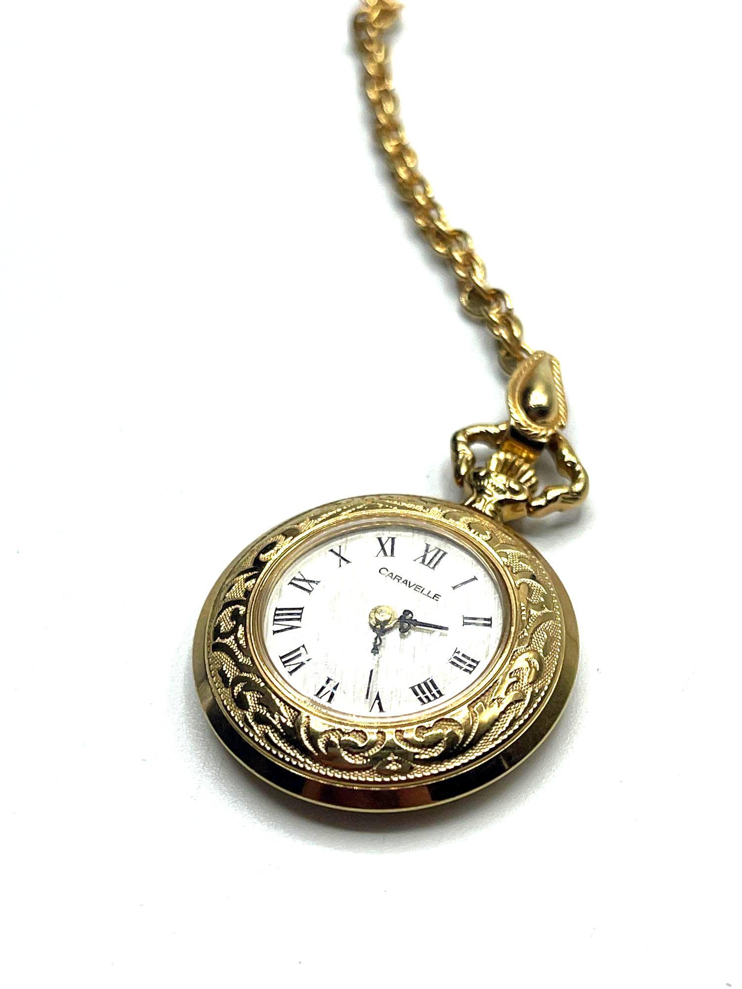 14k Gold Caravelle Rope Pocket Watch with Chain (1 of 10)