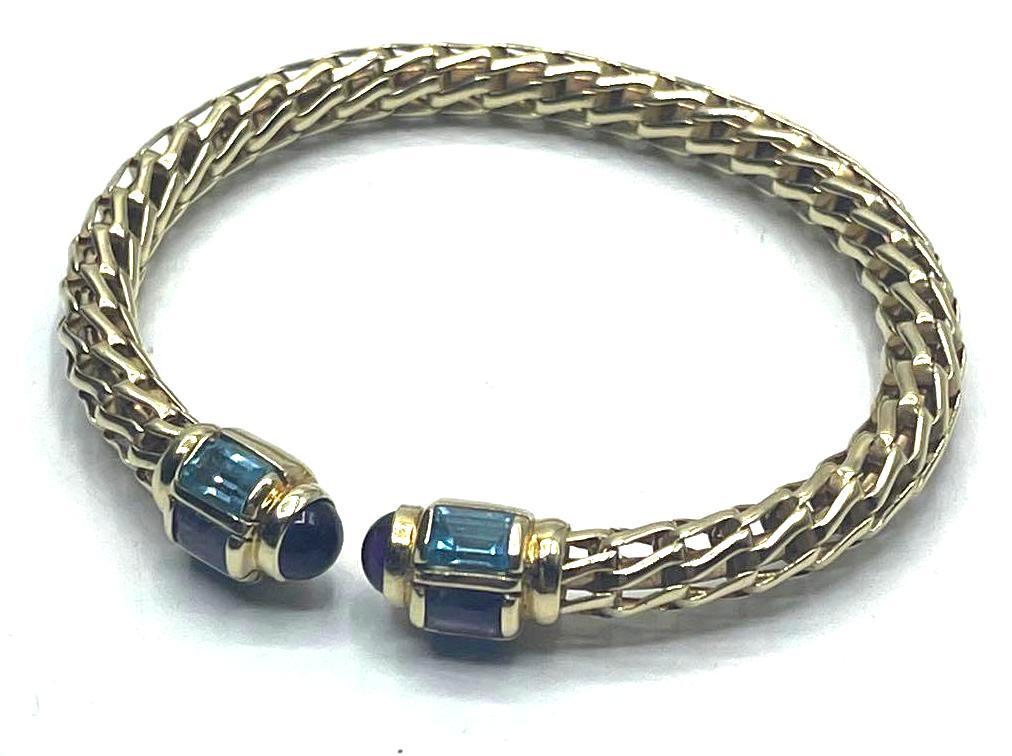 14k Gold Multi Gemstone Bangle Bracelet (1 of 7)