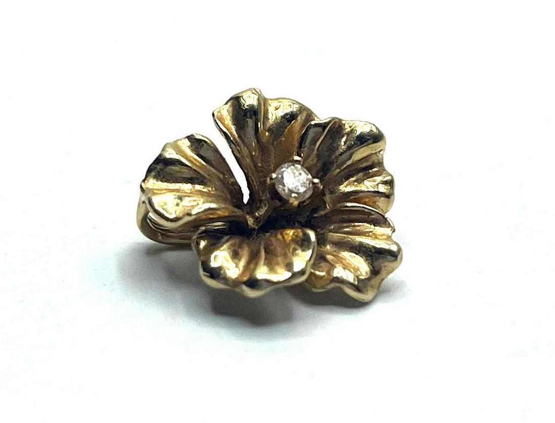 14kt Gold and Diamond Hibiscus Flower Pendant (1 of 5)