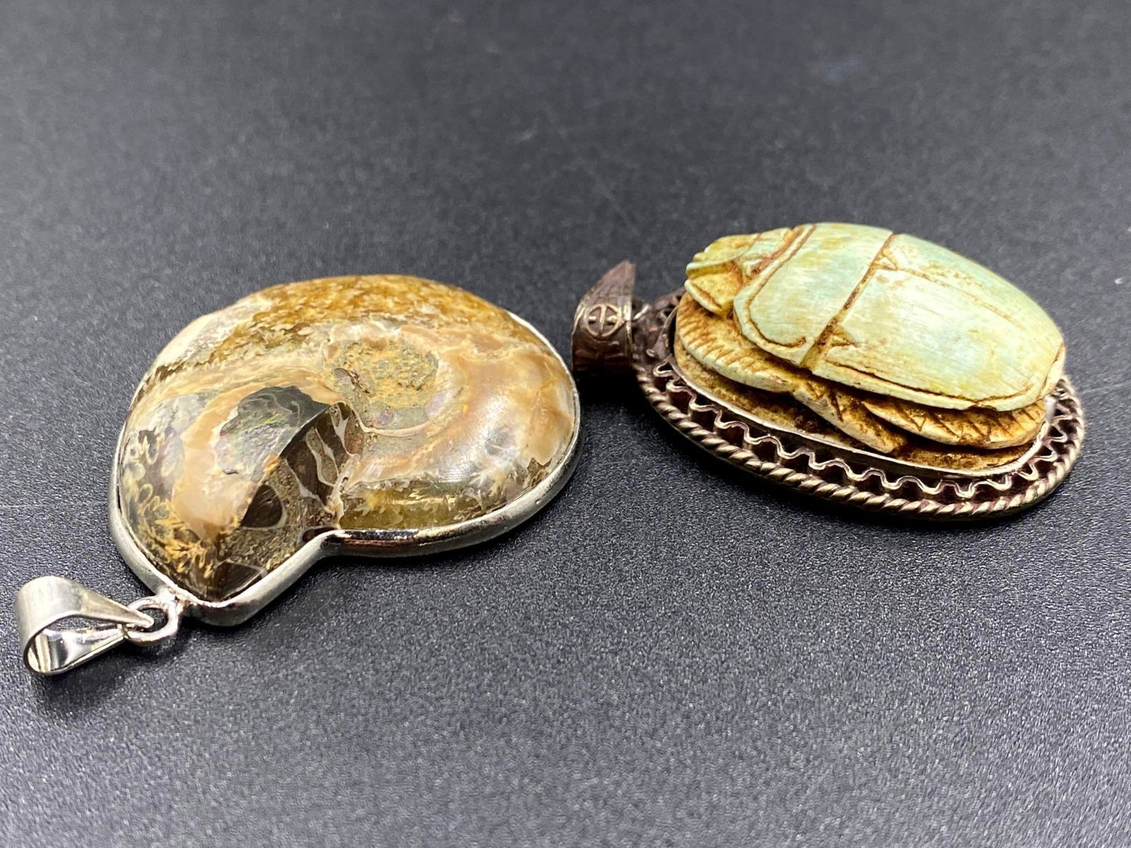 Scarab and Nautilus Ammonite Pendants (1 of 6)