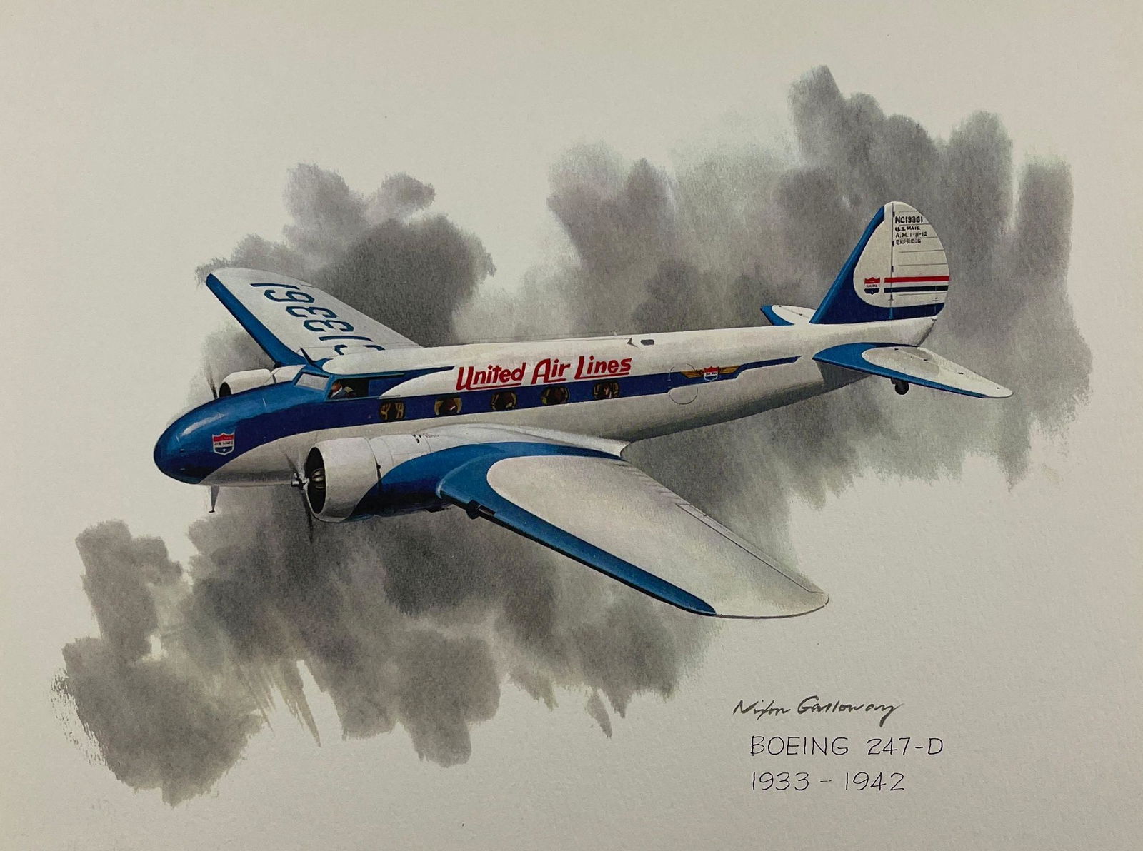 Nixon Galloway, Boeing Model 247-D Lithograph (1 of 5)