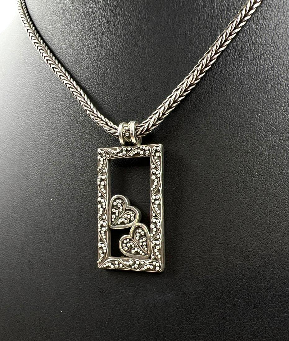 Sterling Silver Lois Mill Dual Heart Fox Tail Chain Necklace (1 of 7)