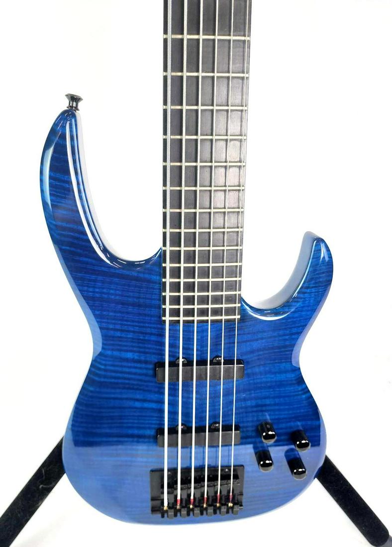 Royal Blue Carvin 6 String Bass Guitar With Case