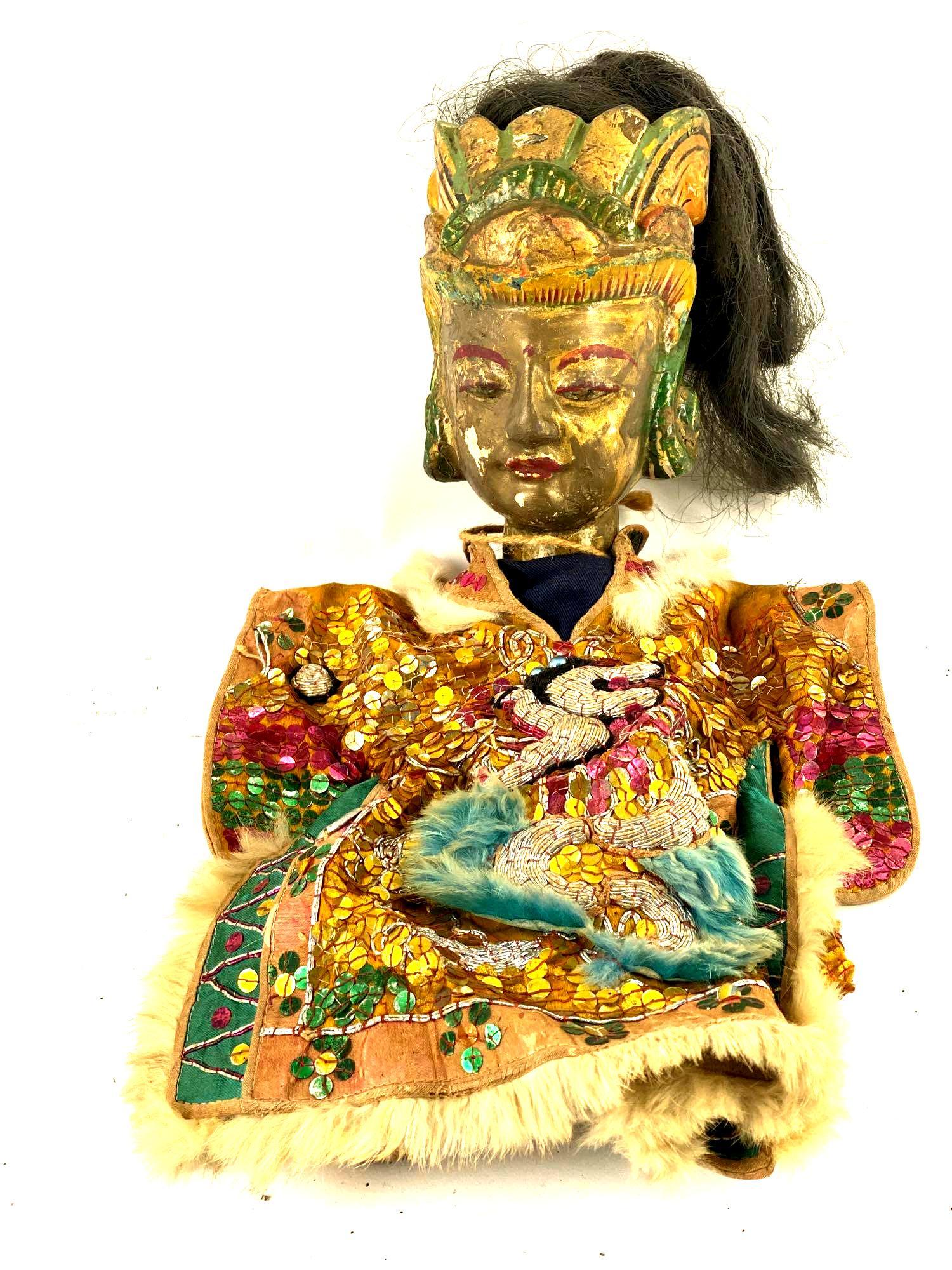 Indonesian Hand Puppet: Indonesian Hand Puppet Medium: Mixed Media Dimensions: 16 Inches Tall Condition: Excellent Additional Information: Antique Wayang Kulit Javanese Shadow Puppet. Antique, ornate Indonesian hand puppet w