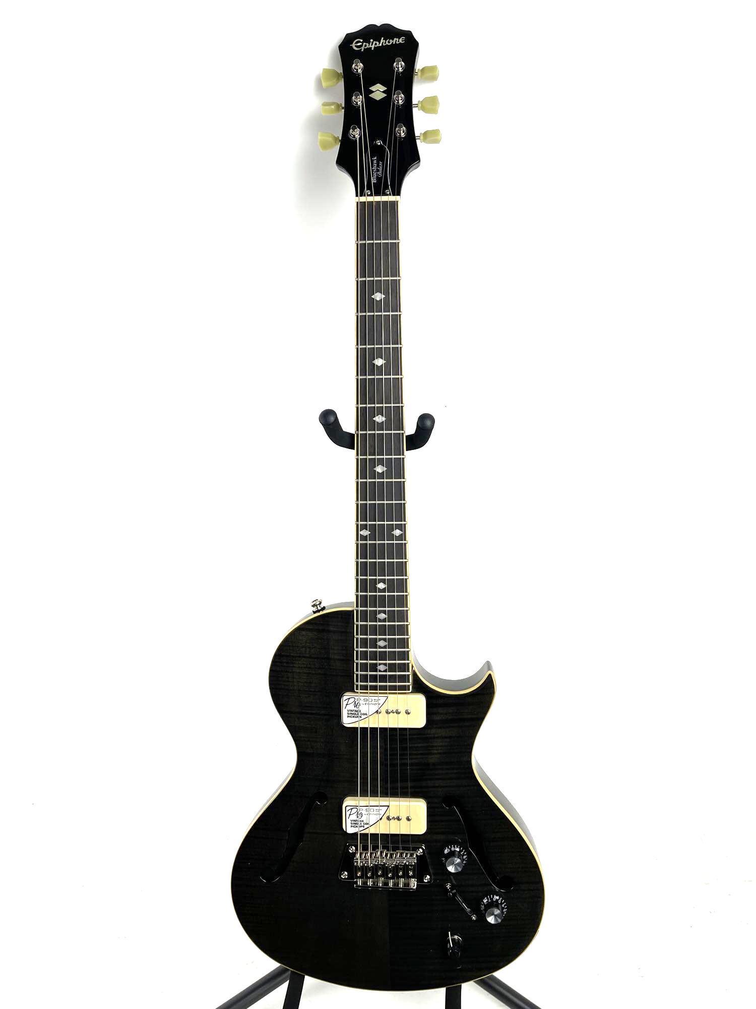 Epiphone Blueshawk Deluxe Semi-Hollow Body Trans Black 6-String Electric Guitar (1 of 13)