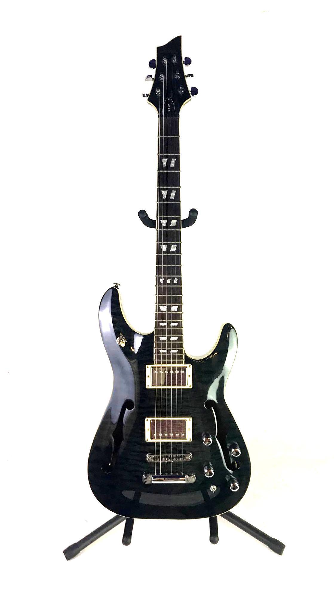 Schecter Diamond Series C-1 E/A Black Hollowbody Electric/Acoustic Guitar (1 of 18)