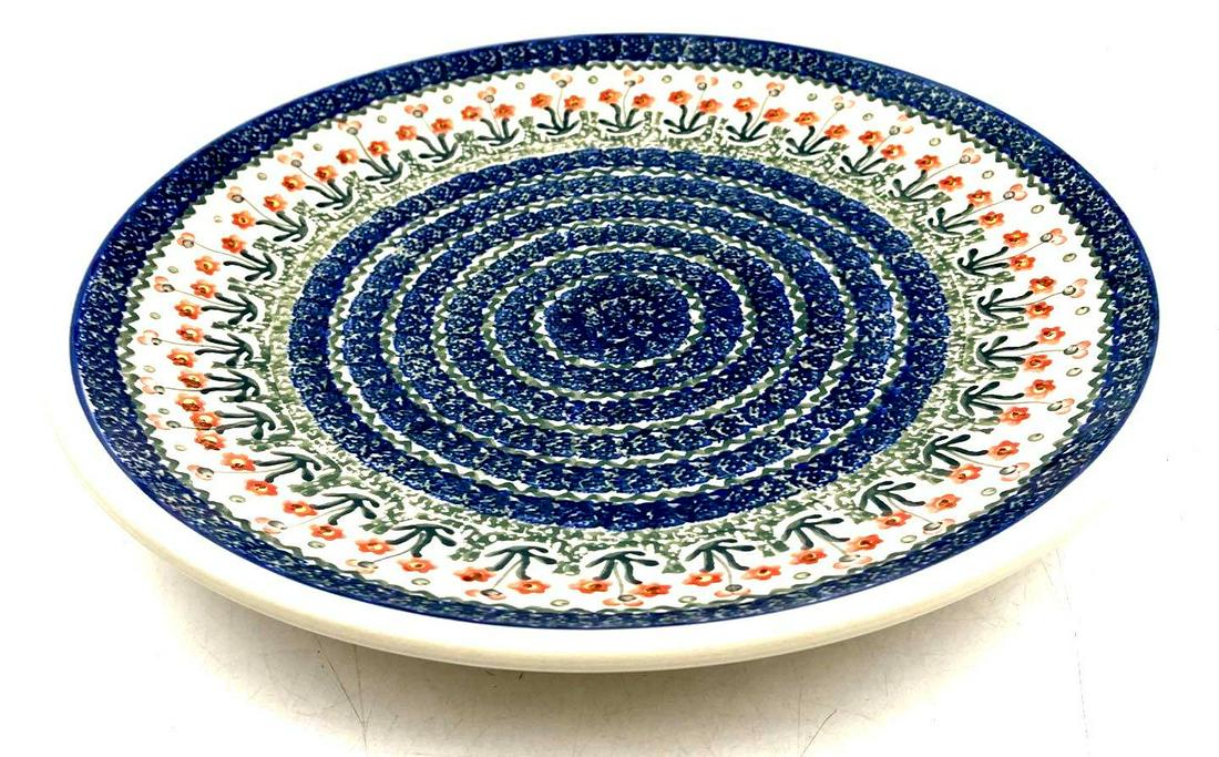 Orange Floral Polish Pottery Large Plate (1 of 5)