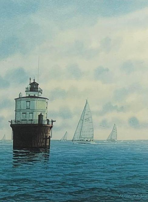 Franklin A. Saye, Smith Point: Franklin A. Saye, Smith Point Origin: American Medium: Print on Paper Dimensions: Art: 15 X 12 inches Frame: 18 X 22 inches Condition: Excellent Additional Information: Print of a light house on the C