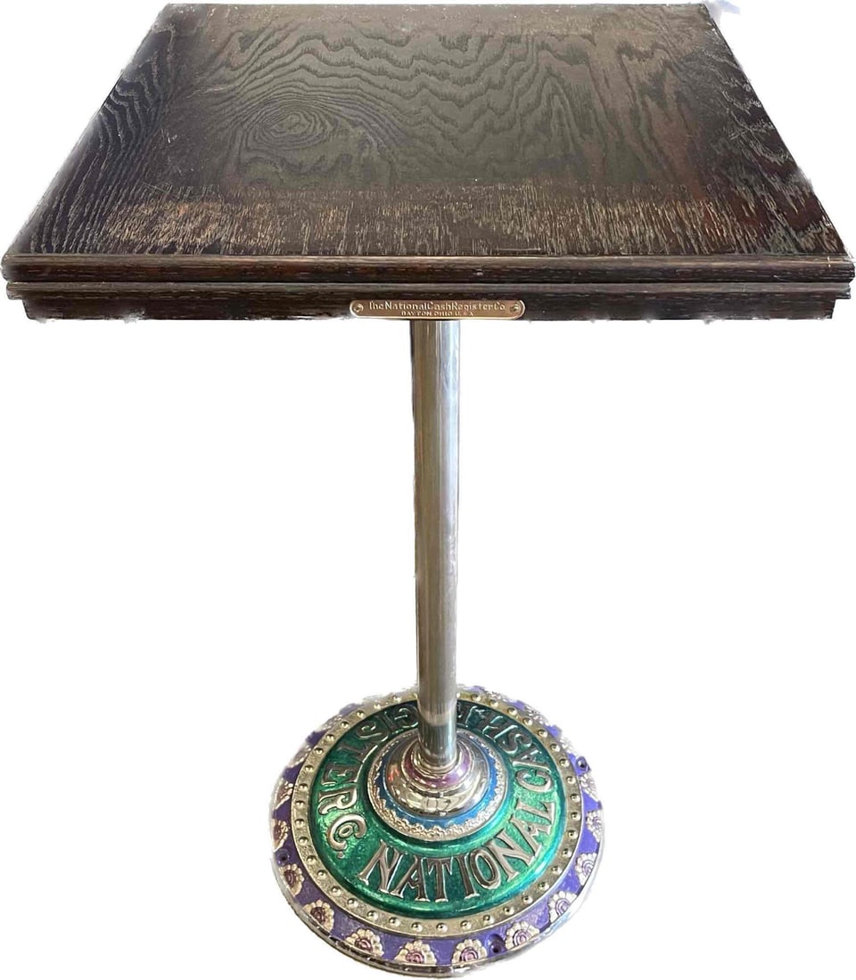 National Cash Register Co Metal and Wood Pedestal (1 of 5)