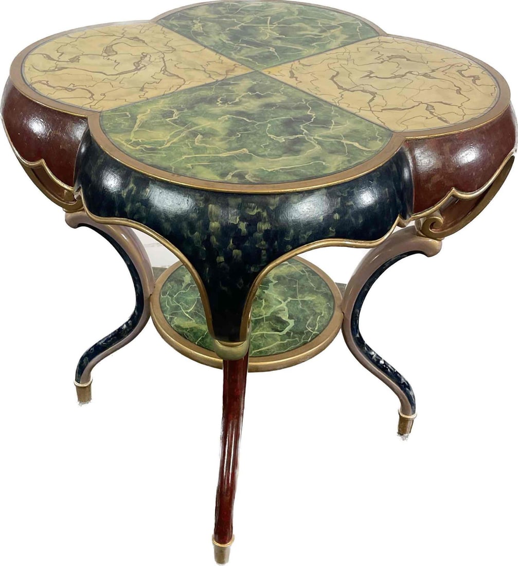 Scalloped Hand Painted Wooden Side Table (1 of 8)