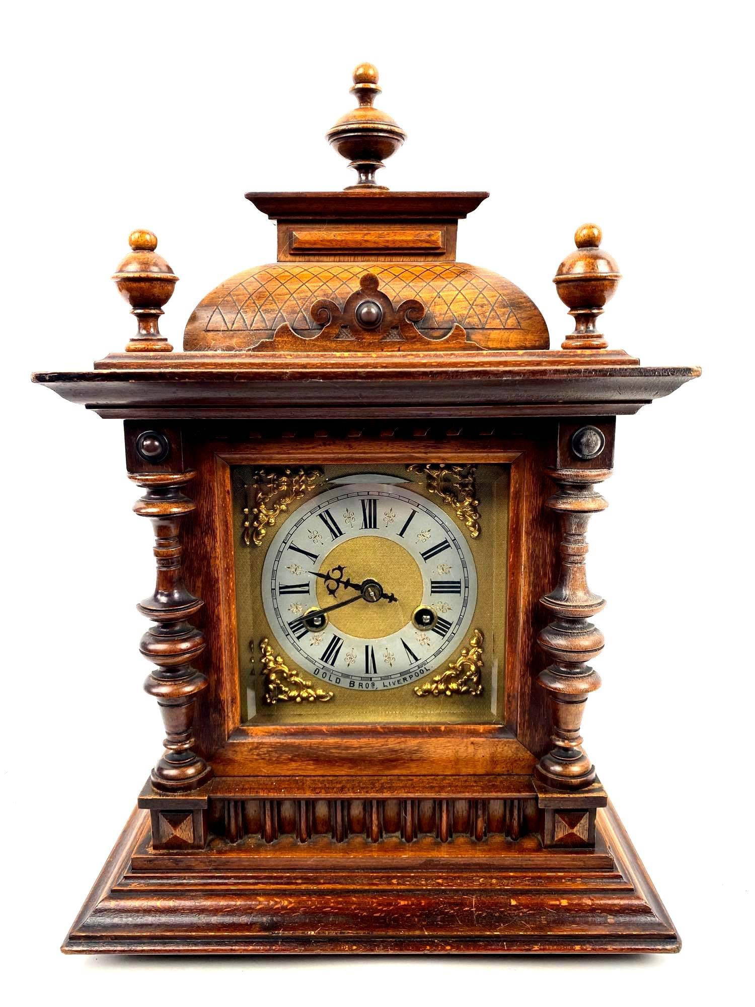 Antique J. Dold, Dold Brothers Mantel Shelf Clock, Liverpool England